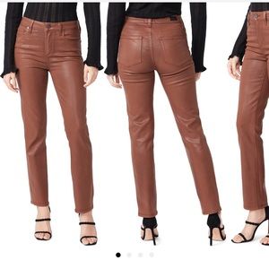 Paige Cindy Coated High Waisted Ankle Straight Leg Jeans